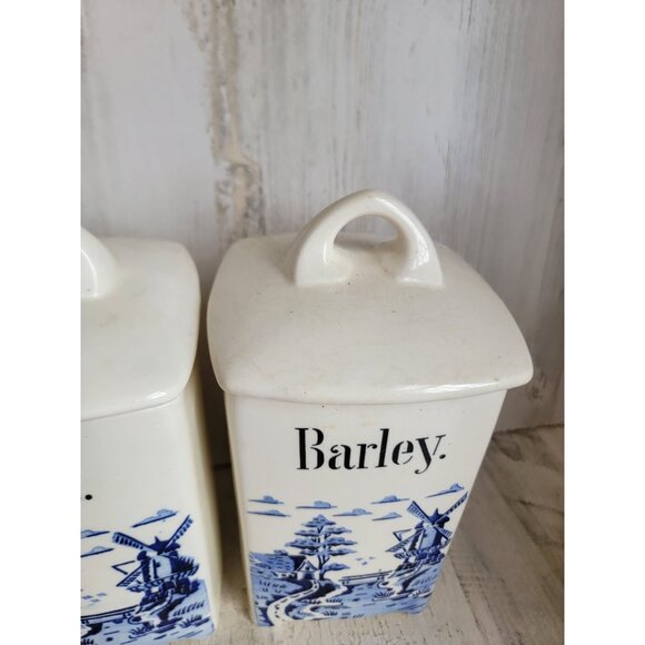 Vintage Germany tea barley jar container set Xmas decor windmill - Picture 5 of 9